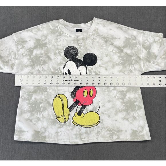 Disney Mickey Mouse Sweatshirt Women XS Tie Dye Gray Graphic Cozy Cute Casual‎ - Picture 4 of 7
